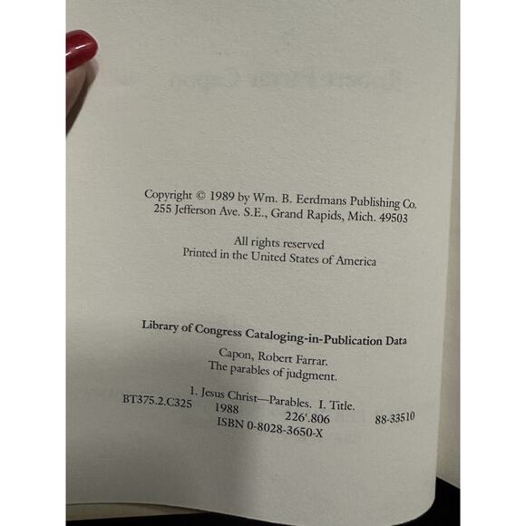 Parables of Judgment by Robert Farrar Capon. (1989, Hardcover). - Picture 3 of 4